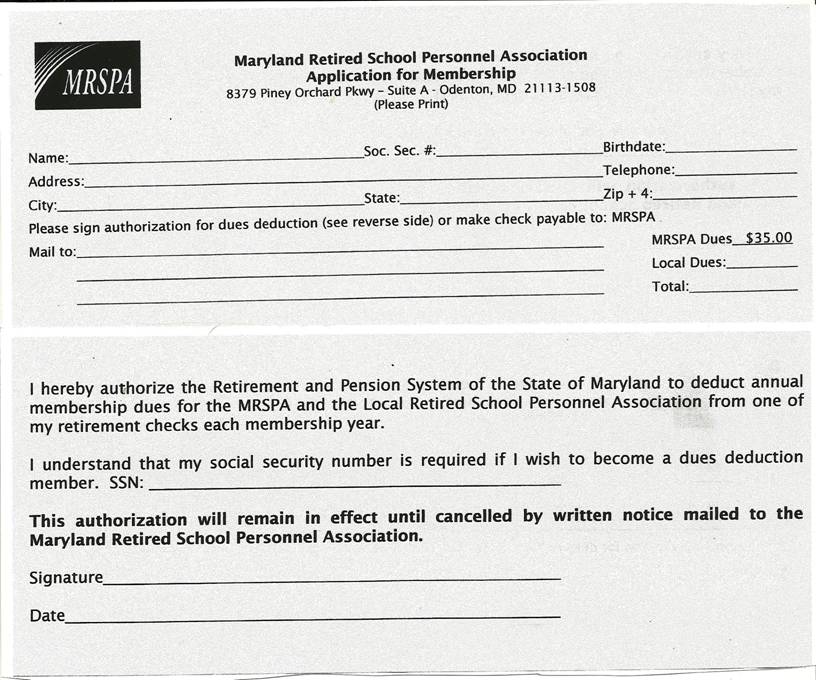 membership form